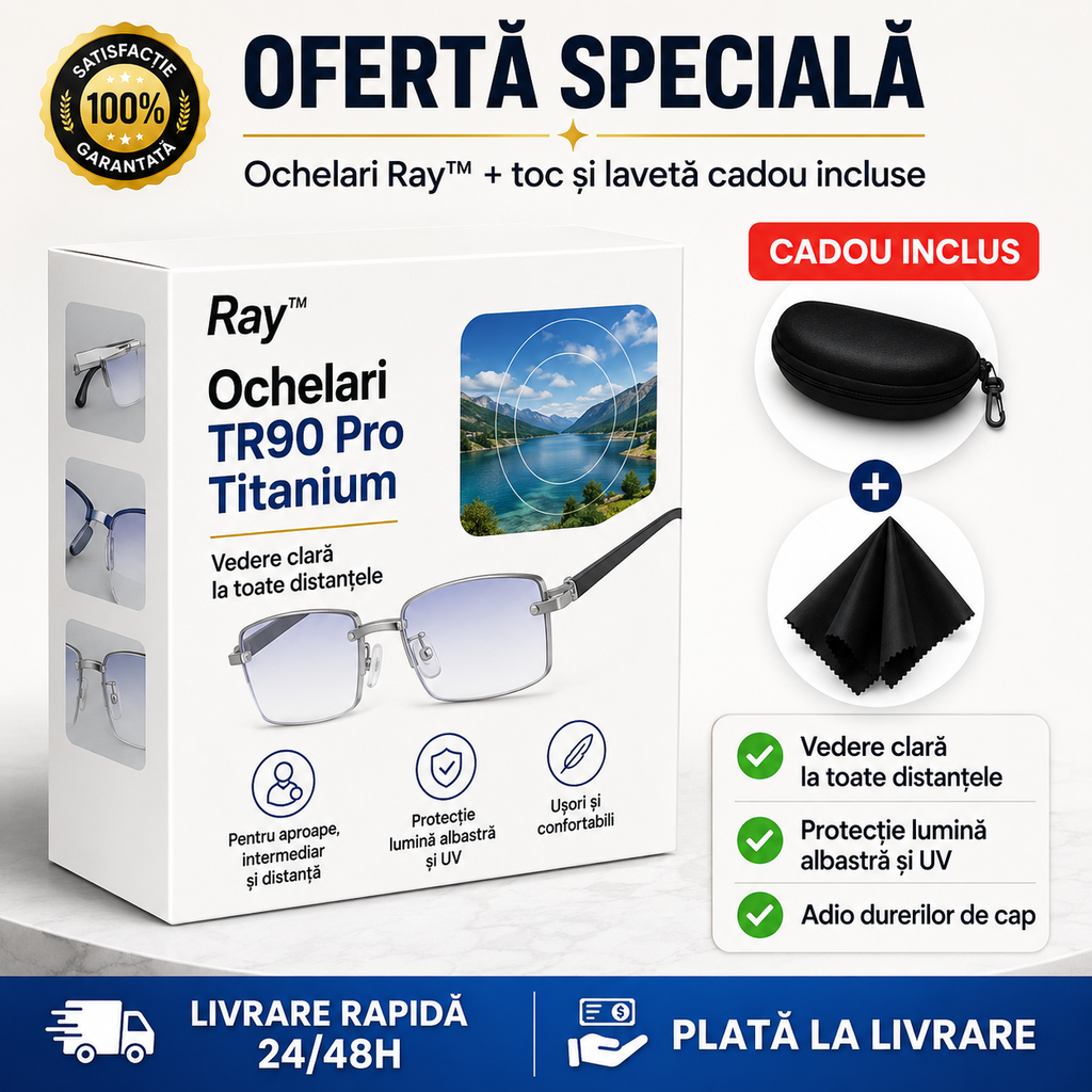 Ochelari Multifuncționali Inteligenți Ray™: Vedere Clară la Apropiere și Distanță într-o singură pereche | Filtru UV și Lumină Albastră + AJÁNDÉK (CADOU) Toc din Piele | 30 Zile Garanție