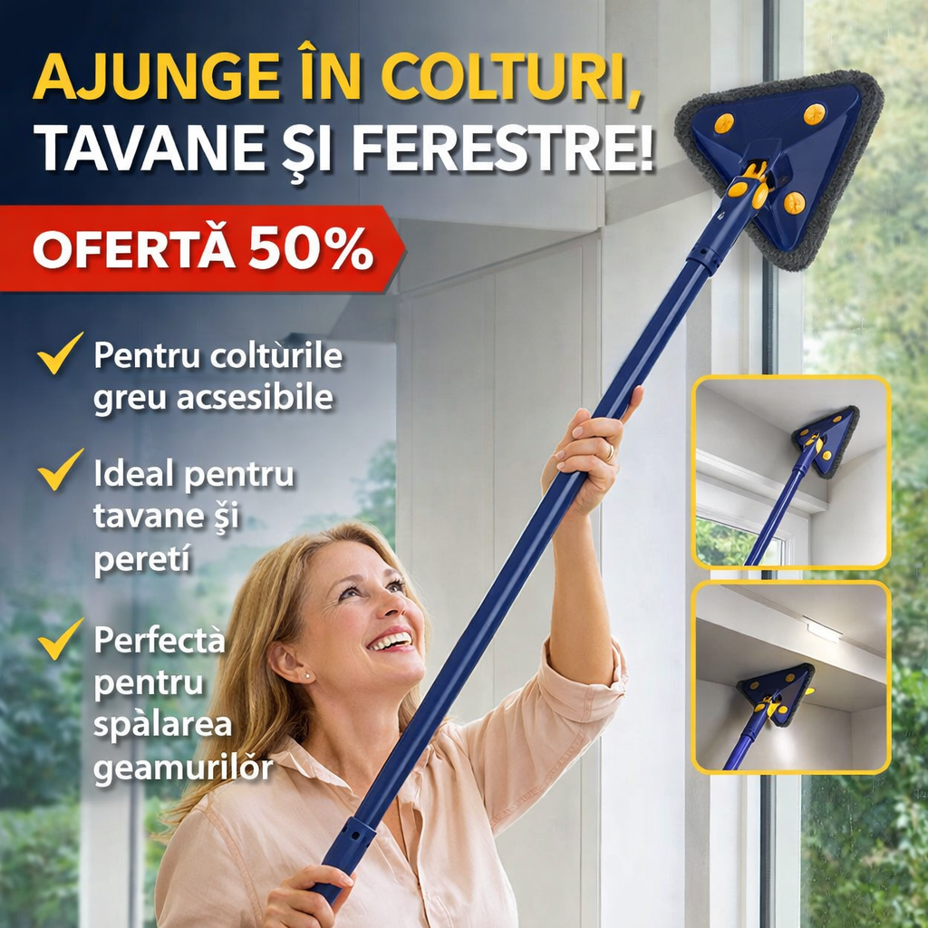 HouseMaster™ l SUPER MOPĂ PENTRU TAVANE, FERESTRE, SUB MOBILĂ ȘI COLȚURI GREU ACCESIBILE