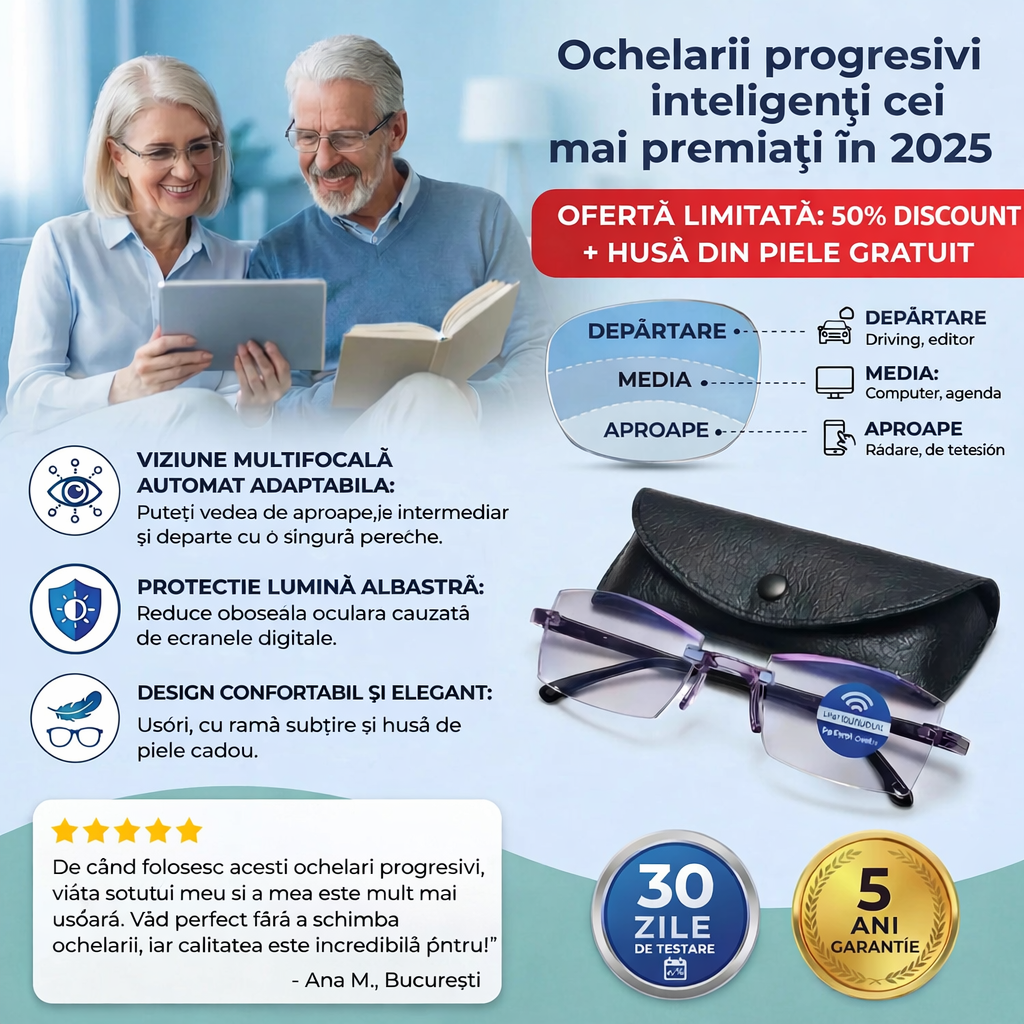 DOAR AZI: 1+1 GRATIS! – Vedere clară de aproape și de departe de la prima purtare, fără amețeli și fără să schimbi mereu ochelarii – Ray™